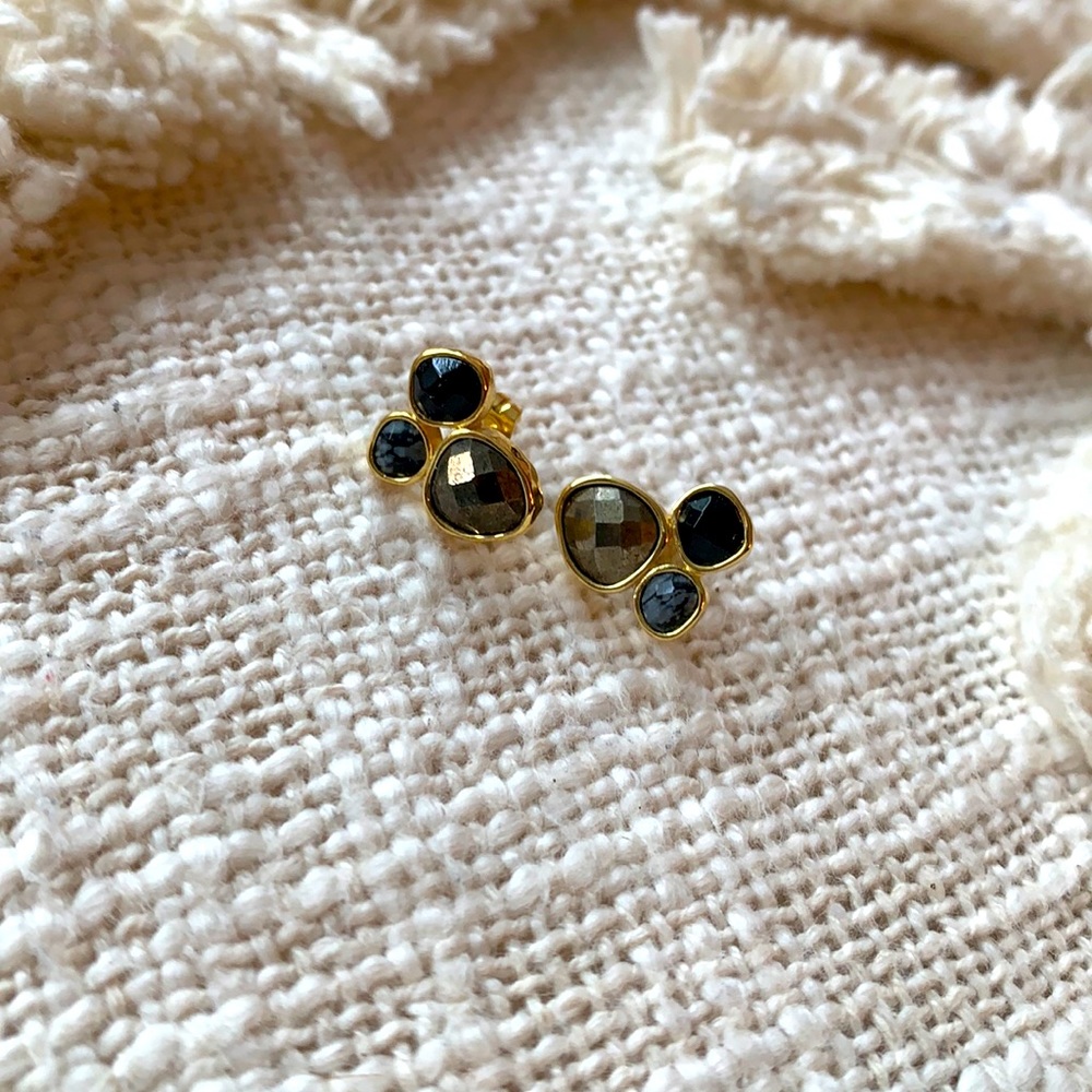 Nordstrom Gold and Black Stud Earrings